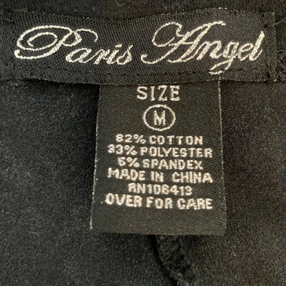 PARIS ANGEL Leggings Rhinestone Angel Wings Black Mineral Wash Medium EUC - Picture 9 of 15